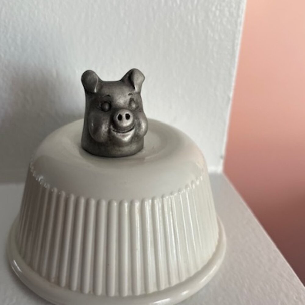 Thimble Spoontiques Pig 1980 Pewter